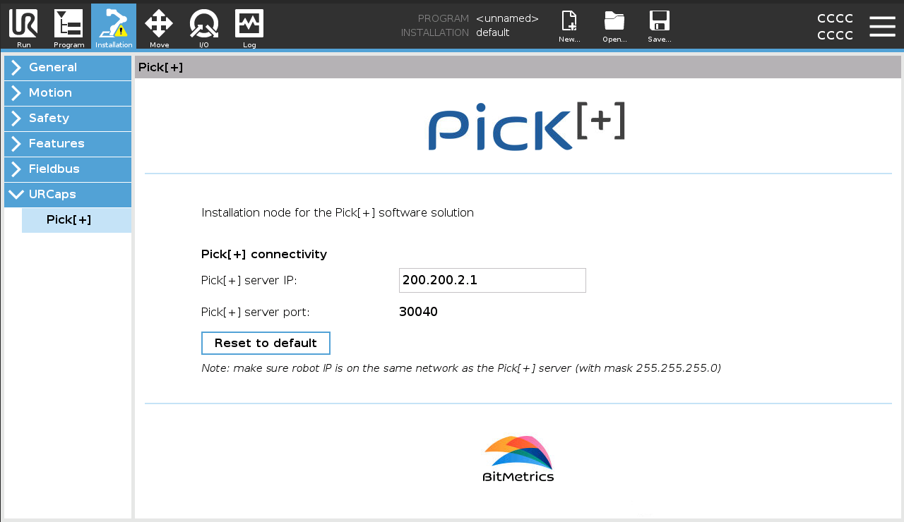 URCap Pick+ Server IP