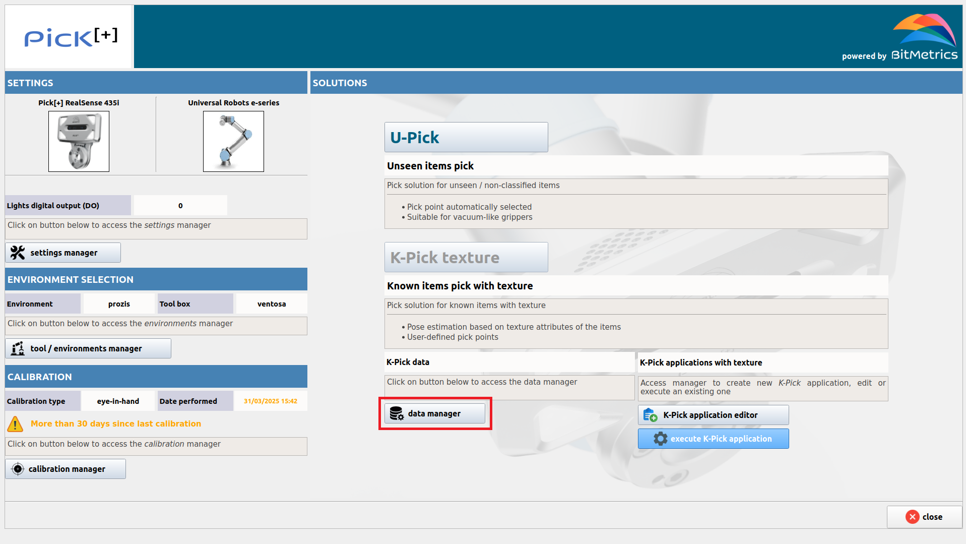 Data Management tile on Landing Page
