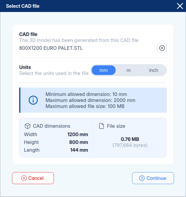 Select CAD file dialog