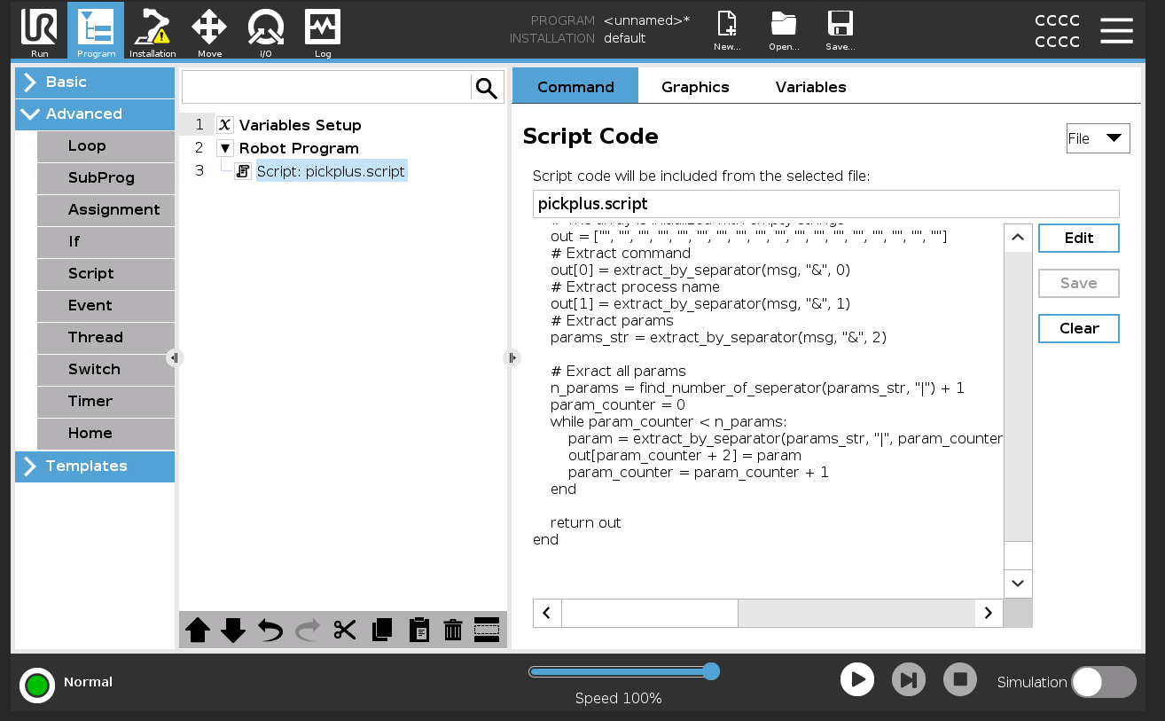 Load pickplus.script file