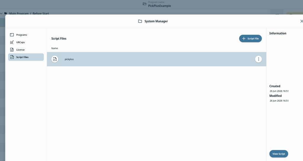 Add script file in System Manager